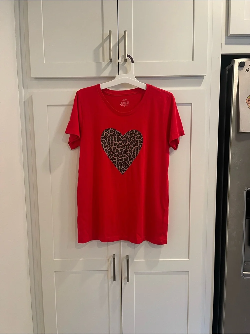 J. Crew Red Leopard Heart Graphic Tee